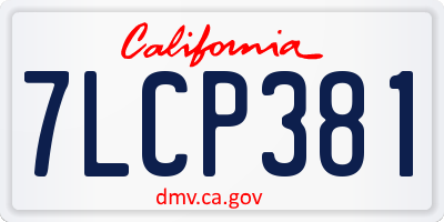 CA license plate 7LCP381