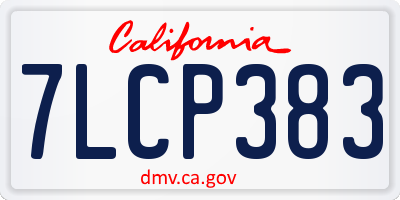 CA license plate 7LCP383