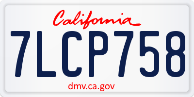 CA license plate 7LCP758