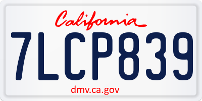 CA license plate 7LCP839