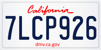CA license plate 7LCP926
