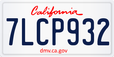 CA license plate 7LCP932