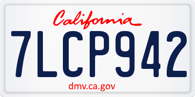 CA license plate 7LCP942