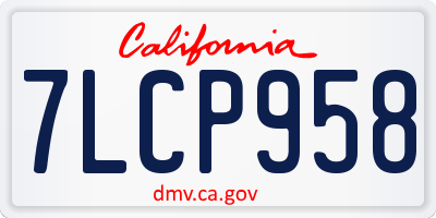 CA license plate 7LCP958