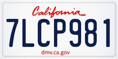 CA license plate 7LCP981