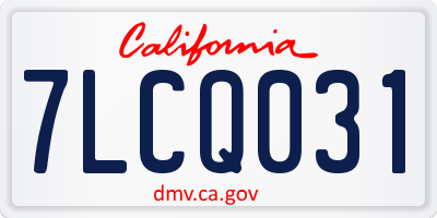 CA license plate 7LCQ031