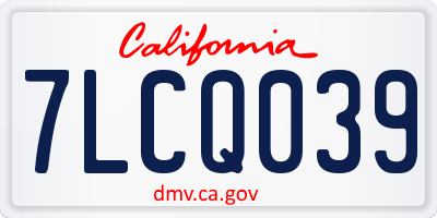 CA license plate 7LCQ039