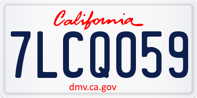 CA license plate 7LCQ059
