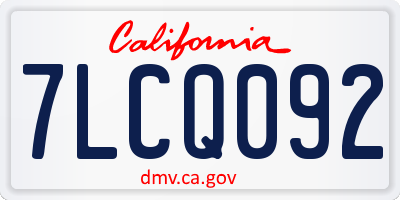 CA license plate 7LCQ092