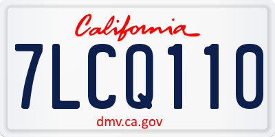 CA license plate 7LCQ110