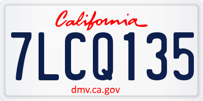 CA license plate 7LCQ135