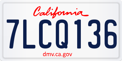 CA license plate 7LCQ136