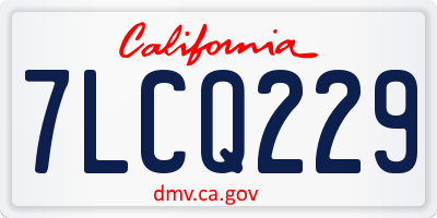 CA license plate 7LCQ229