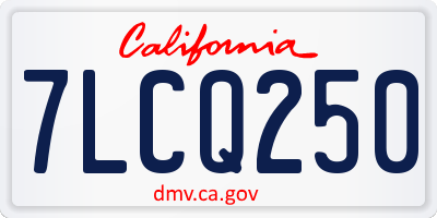 CA license plate 7LCQ250