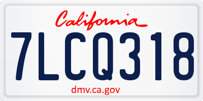 CA license plate 7LCQ318