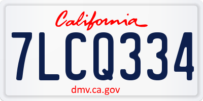 CA license plate 7LCQ334