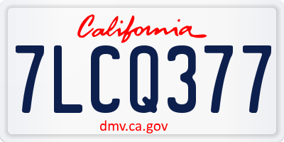 CA license plate 7LCQ377