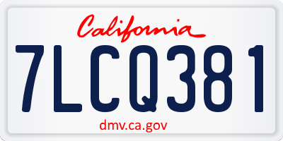 CA license plate 7LCQ381