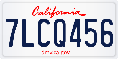 CA license plate 7LCQ456