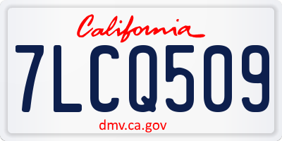 CA license plate 7LCQ509