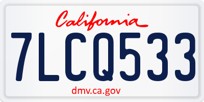 CA license plate 7LCQ533