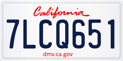 CA license plate 7LCQ651