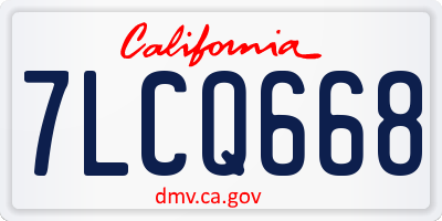 CA license plate 7LCQ668