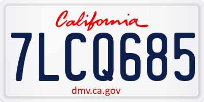 CA license plate 7LCQ685