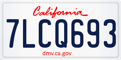 CA license plate 7LCQ693