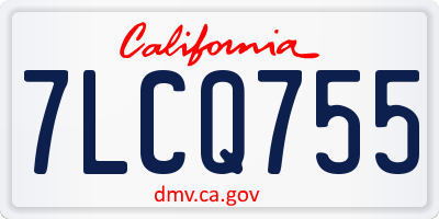 CA license plate 7LCQ755