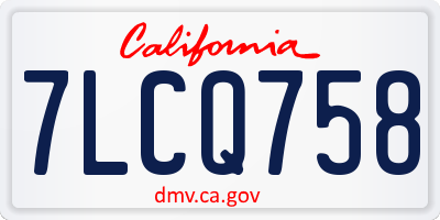 CA license plate 7LCQ758