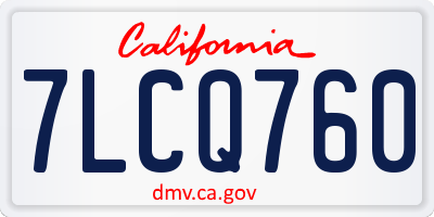 CA license plate 7LCQ760