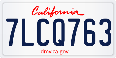 CA license plate 7LCQ763