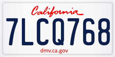 CA license plate 7LCQ768