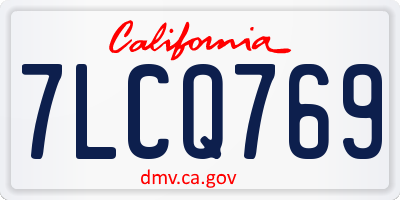 CA license plate 7LCQ769