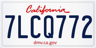 CA license plate 7LCQ772