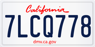 CA license plate 7LCQ778