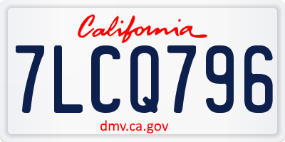 CA license plate 7LCQ796
