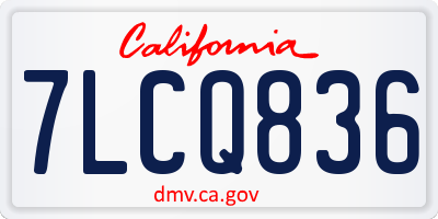 CA license plate 7LCQ836