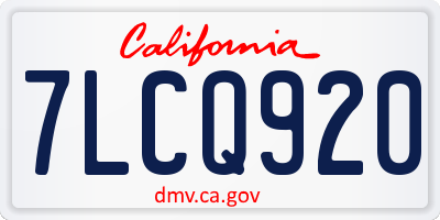 CA license plate 7LCQ920