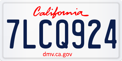 CA license plate 7LCQ924