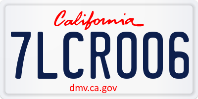 CA license plate 7LCR006
