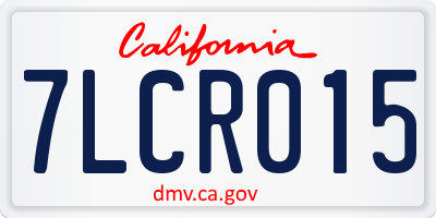 CA license plate 7LCR015