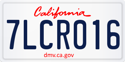 CA license plate 7LCR016