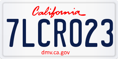CA license plate 7LCR023