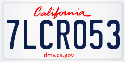 CA license plate 7LCR053