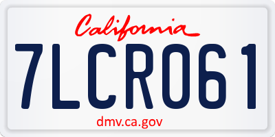 CA license plate 7LCR061