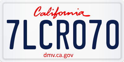 CA license plate 7LCR070