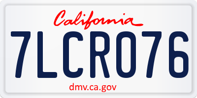CA license plate 7LCR076