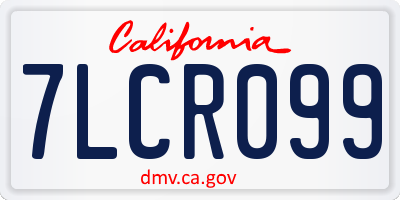 CA license plate 7LCR099